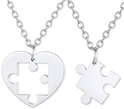 OQKAHIV 2 Stücke Freundschaftskette Anhänger für Liebe Herren Damen Verliebte Paare Puzzle Herz