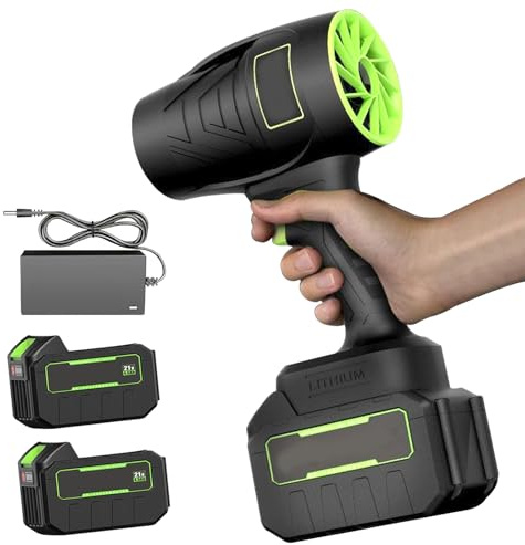 DYUNCZ Sladdlös Elektrisk Handhållen Lövblås, Sladdlös Lövblås 300 000 Varv/min med Batteri och Laddare, Turbo Jet Super Power Luftdammmuffare, Steglös Justerbar Hastighet