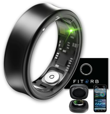 Fitorb Smart Ring Pro - Das Original. High-Tech Fitness- & Gesundheitsring, Schlafanalyse, 24/7 Aktivitätstracking. Temperaturmessung, Stress. Proberinge. (Neptun, Schwarz, 20,8 mm (11))