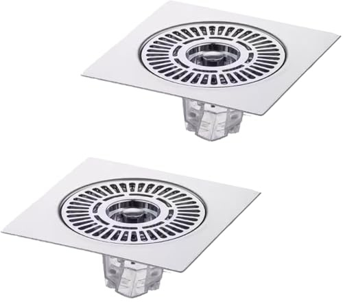 Lot de 2 housses de filtre de douche anti-blocage en acier inoxydable pour siphon de sol - Matériel de salle de bain - Égouttoir anti-odeur