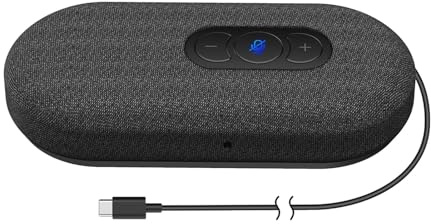 Eujgoov 360 ° Omnidirectional Audio Pickup Microphone med Hi-Fi-högtalare, DSP-brusreducering, Plug & Play för PC Laptop Home Office, Lämplig för Olika Tillfällen, Lätt Att Bära med