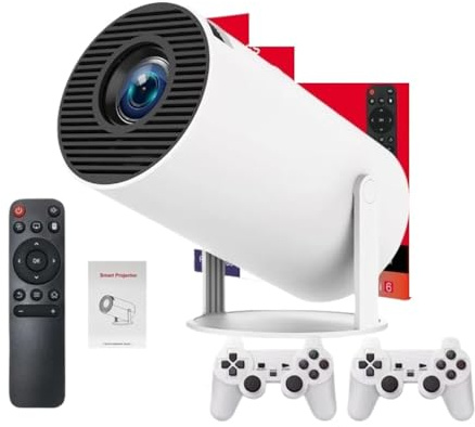 Compatible con proyector Android 11 HD 4K 3D 1280 * 720P HY300 Pro MAX Dual WiFi 160ANSI 180°Flexible BT5.0 Proyector portátil de Cine for Exteriores(EU Plug)