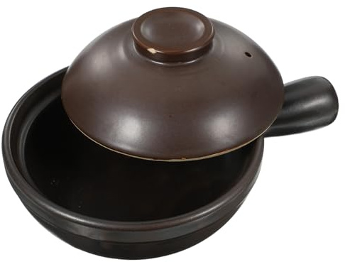 LALADEFIEE Casserole Traditionnelle Céramique Haute Température avec Couvercle Pot à Soupe Résistant Aux Chocs Thermiques Cuisson Maison pour Ragoûts et Plats Mijotés