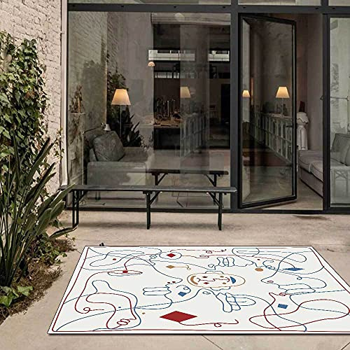Chanxiang666 Designer Teppich Wohnzimmer Teppich 80x200cm Abstrakte Linien in Blau, Rot und Weiߠ Wohnzimmer/Schlafzimmer/Arbeitszimmer/Couchtisch 80x200cm