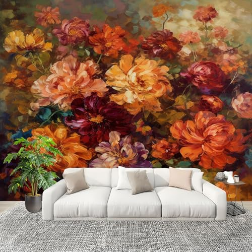Murale Carta da Parati 250x175cm Acquerello Piante Fiori Stampa Artistica Premium in Tessuto non Tessuto Poster Fotomurale Colorato per Famiglia Murales Adesivi da Parete Decorare