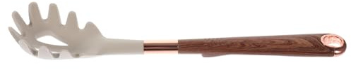 NULYLU Cuchara de Silicona para Servir Pasta Diseño Versátil y Color Khaki, Tenedor para Espaguetis Adecuado para Cocina y Colador de Fideos Práctico