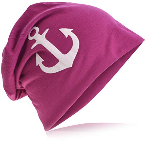 Miobo Slokande lång beanie-mössa med ankare, unisex, en storlek för vuxna, En Storlek