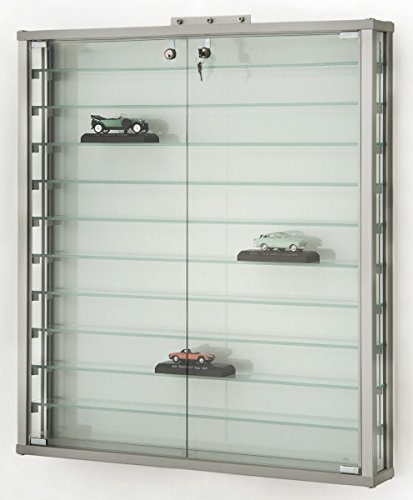 MHN Sammlervitrine & Hängevitrine 11 x 78 x 86,5 cm – abschließbare Glasvitrine ideal für Figuren, Modellautos, Zippo Feuerzeuge, Ü-Eier-Figuren und Deko – Ohne Beleuchtung