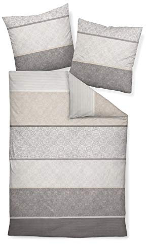 Ropa de cama de franela fina de algodón Davos de Janine, en color arena plateada, 65016, 100 % algodón, gris, 135 cm x 200 cm