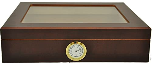 Angelo Humidor für 25 Zigarren Glasdeckel Außenhygrometer