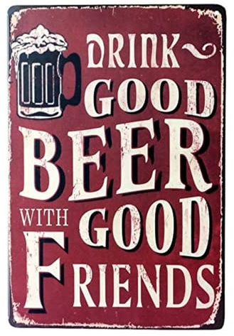 DWE Bar Poster, Metal Vintage Personalised Beer Advertising Poster Sign Plauqe Wall Decor Retro Bar Pub (Red)