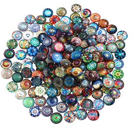 ULTNICE 200 stücke Runde Glasmosaik Fliesen Mixed Mosaik Glas Stücke für DIY Handwerk Schmuck Machen 14mm