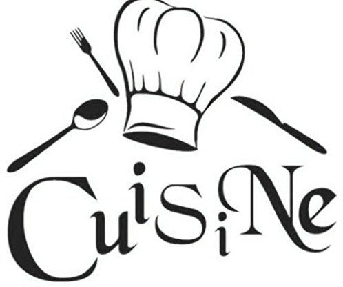 Luckiests Cuisine Décoration Stickers muraux Stickers Cuisine du Chef français de Mur de Vinyle Autocollants Papier Peint Sticker Mural Autocollant Mural