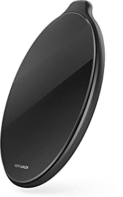 VONMÄHLEN Aura - Qi zertifiziertes 15W Wireless Ladegerät - Mit 4in1 18W Netzteil - Wireless Charger kompatibel mit iPhone, Airpods, Samsung, Huawei, Sony usw. (Glas Schwarz) R091P0002