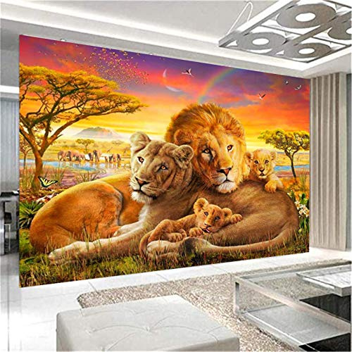 SWECOMZE 5D Diamond Painting Löwenfamilie DIY Diamant Malerei Crystal Full Bohrer Strass Stickerei Handgemachtes Arts Daheim Dekoration (C,60x40cm)