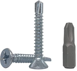 Confezione da 50 pezzi, DIN 7504 P in acciaio zincato 5,5 x 38 mm, viti autoforanti per lamiera (PH) a testa svasata Phillips, autofilettanti (50, 5,5 x 38 mm)