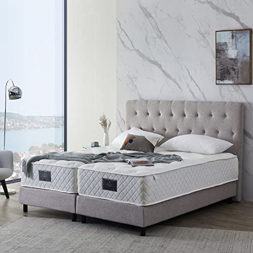De RUCCI Boxspringbett Modell 211 – Bettgestell mit Kopfteil – ohne Matratze (160 x 200 cm, Grau)