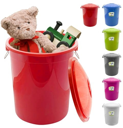 50 Litre Multi Purpose Plastic Bucket - Large Storage Drum Tub With Strong Metal Handles | Large Capacity, Organiser | Includes Lockable Lid - Strong, Durable & Long Lasting - 50L