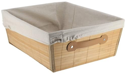 ANKLEIDEKORB BAMBUS B40 X T32,5 X H15 CM - BAMBUS LEINENSTOFF