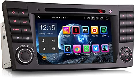 Erisin 7 8-Kern 4GB+64GB Android 14 Autoradio GPS Navi für Mercedes CLS Klasse W219 Mercedes E Klasse W211 Bluetooth 5.0 Wireless Carplay Android Auto DSP WiFi 4G DAB+ FM RDS DVD CD Player USB SWC
