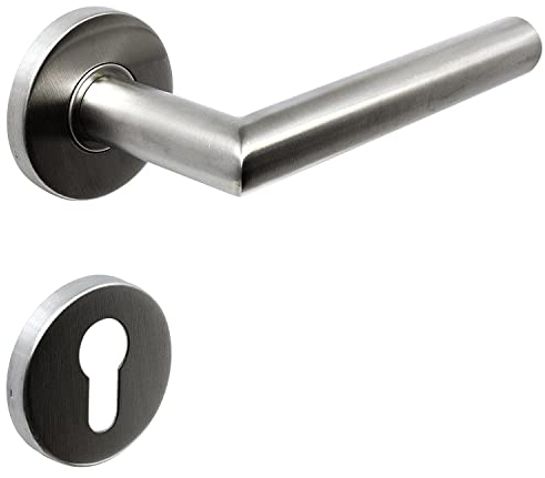 FELGNER Drückergarnitur Como für Profilzylinder | hochwertige moderne Türblende Türklinken Türdrücker Garnitur Türgriff Türbeschlag Rosette für Innentüren Zimmertüren | Nickel matt