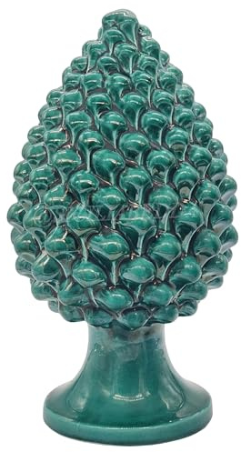 Sicilia Bedda - Pigna in Ceramica Siciliana - Prodotto realizzato interamente a Mano - Pigna decorativa (Verde Acqua, 30_x_16Cm)