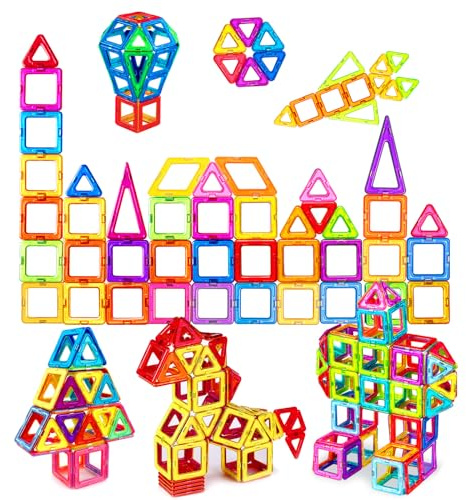 Jokooan Magnetische Bausteine，75pcs Magnetische Blöcke Set STEM Magnetbausteine Magnetische Konstruktionsspielzeug, Magnet Montessori Spielzeug Lernspiele Geschenke für Kinder
