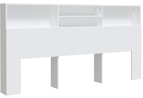 vidaXL Bett Kopfteil mit Ablagen und Regal - Wand-Kopfteil Bücherregal Betthaupt Schlafzimmer Weiß 200x19x103,5cm