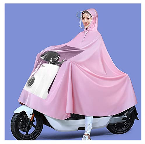 RETENA Hooded Rain Poncho, Waterproof Cycling Raincoat, Windproof Unisex Rain Cape, for Bike, Ebike, Motorcycle, Mobility Scooter Rain Poncho Cover (Color : Pink, Size : 5XL)