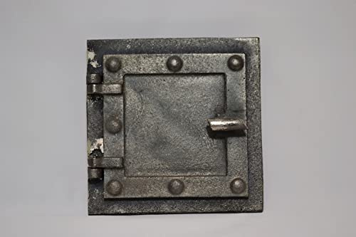 SEZAM Puerta de revisión masiva para hornos de hierro fundido, 17 x 3,5 x 17 cm, puerta de chimenea, puerta de limpieza, para horno, estufas y chimeneas - sin pintura