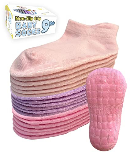 Baby Strumpor Halkfria (9 Par) Barnstrumpor Halkskydd Grepp 6-12 månader, 1-3 år, Strumpor för Babyflickor Babypojkar Barn