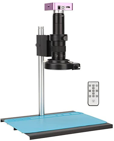 Industrielle Mikroskop-Kamera, 51MP 180X C Mount Objektiv HDMI USB Digital Mikroskop Flexibles 4K-Videomikroskop mit Einstellbarem LED-Licht und Fernbedienung für PCB-Löten