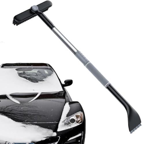 FINEVERNEK Grattoir à Glace Auto,3 en 1 RéTractable Grattoir à Neige et Brosse,Brosse à Neige avec Rotation à 360,86cm PoignéE en Mousse Raclette à Glace et Neige，Amovible, Convient aux Pare-Brise