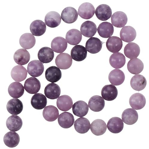 hobbyhub 47 perline di lepidolite viola lucide da 8 mm, per bracciali, collane, gioielli fai da te, pietre semipreziose, perline rotonde sfuse