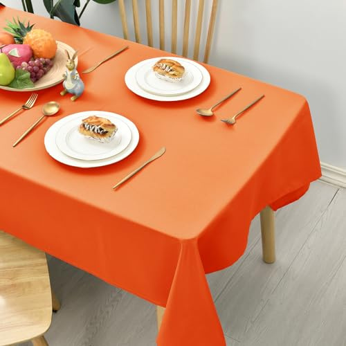 Hiasan Tischdecke Outdoor Wetterfest Abwaschbar, Orange 140x200cm | Tischdecken aus Polyester, Tischtuch wasserabweisend mit Lotuseffekt, Kratzfest für Esszimmer Restaurant Party Balkon Garten
