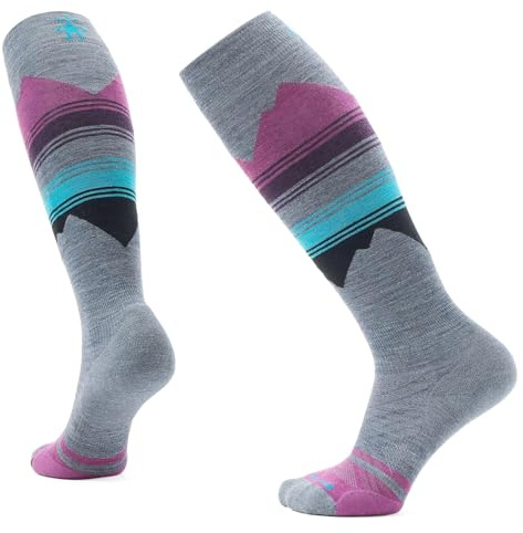 Smartwool Chaussettes de ski pour femme avec motif de coussin ciblé, Bleu étain, Large
