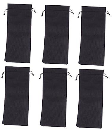 HAPINARY Paquet à Bouteille de Vin Cordon de Serrage 6 Pcs en Lin Noir