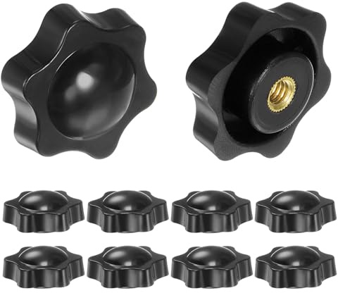 QUARKZMAN 10 Stück Sterngriffmutter 1/4-20 Inch Flügelmuttern mit Gewinde, Rändelmutter Handgriff Klemmmutter 32mm Spannknopf für Industrie Werkzeugmaschinen Anlagen Fitnessgeräte, Schwarz