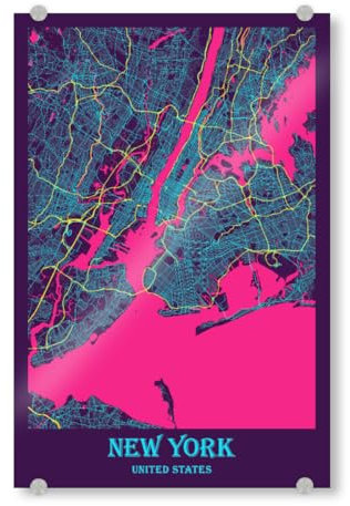 artboxONE Acrylglasbild 90x60 cm Städte/New York Stadtplan von New York - Bild New York New York New York City