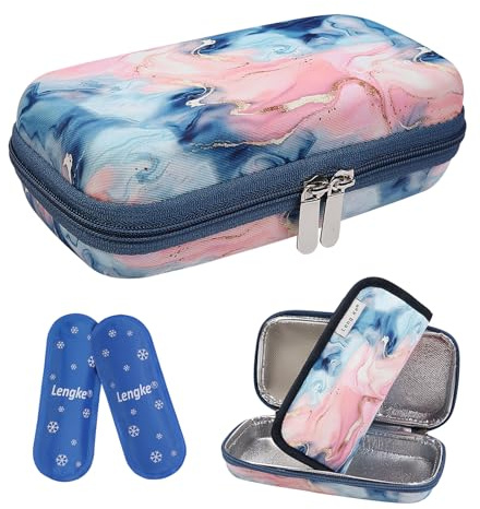 BOMKEE Custodia Termica per Insulina, Tasca Isolata per Insulina, Borsa Organizer per Medicamenti Refrigerati, Borsa Portaoggetti con 2 Pacchetti di Ghiaccio
