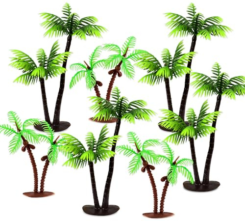 Blumomon 15Pcs Green Palm Tree Cake Decoration Coconut Tree Cupcake Topper Coconut Palm Landscape Model,Suitable for Cake Decoration Landscape Models or House Decoration Supplies