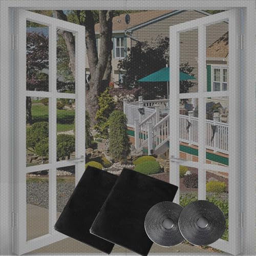 Fliegengitter für Fenster 2 Stück, Fliegengitter Fenster Insect Stop, Bokaiya Insektenschutz mit Klettband Selbstklebend 130x150cm, Moskitonetze für Fenster Schützen die Familie vor Insekten(Schwarz)
