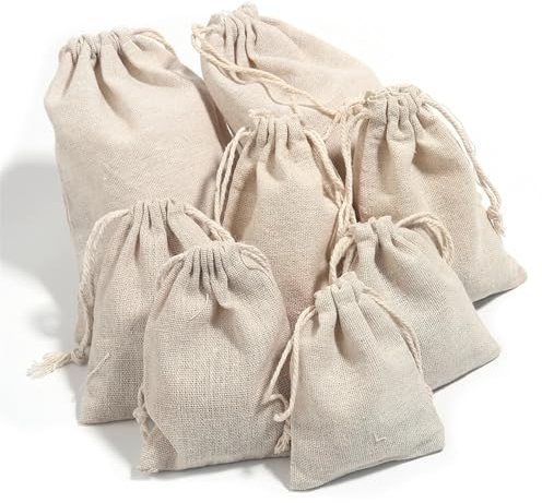 Geschenkbeutel Mit Kordelzug 10 Stück Leinen-Beutel mit Kordelzug, verschiedene Größen, Münzen, Geld, Kartenhalter, Geschenk, Schmuckbeutel, Kosmetik, Waschen, Aufbewahrungstasche Geschenkbeutel (Col