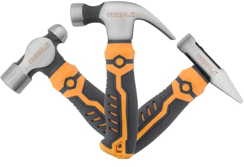 Gunpla Martello da carpentiere tozzo in acciaio al carbonio, mini martelli leggeri da macchinista, strumento di costruzione, set di 3 martelli da carpentiere tozzi per lavorazione del metallo, leva e