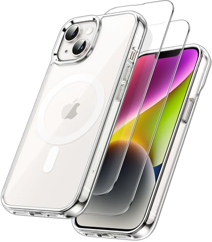 JETech 3-in-1 Magnetische Hülle für iPhone 14, Durchsichtig