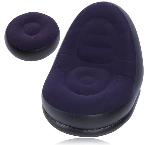 SENECESLI Aufblasbarer Lounge Sessel, Aufblasbare Terrassen Lounge Stühle für Innen Wohnzimmer Schlafzimmer, Aufblasbarer Lazy Sofa Stuhl Im Freien, ohne Luftpumpe (Dunkelblau)