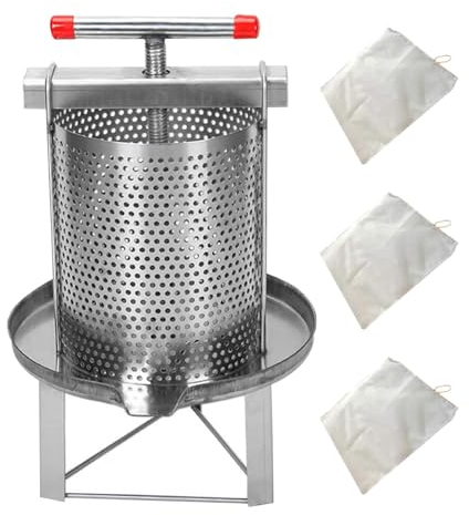 Honigpresse,Handbuch Zur Honigschleuder, Edelstahl Honigpresser, Einheitliche Honigpresse Aus Edelstahl Mit 3 Honigfilter, Bienenwachs Extraktor, Haushaltshandbuch Honigpresse Wachspresse