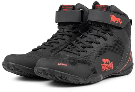 Lonsdale Rufford, Zapatillas de Boxe Unisex Adulto, Negro Rojo, 43 EU