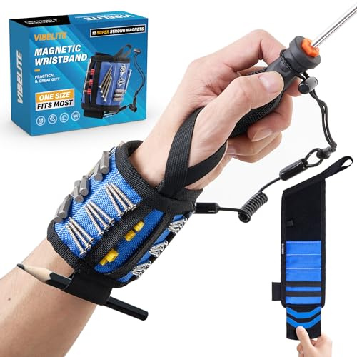 Pulsera magnética para herramientas, regalos de Navidad para hombres, 12 imanes superfuertes, tela Oxford doble 1680D ligera, regalo ideal para hombres, marido, abuelo y todos los manitas, azul oscuro