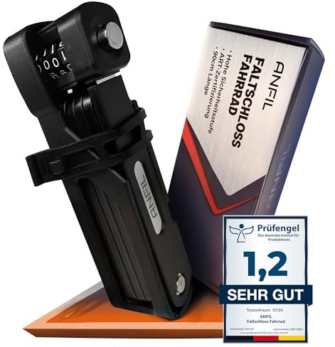 ANFIL® Faltschloss Fahrrad mit Zahlenschloss - Robustes Fahrradschloss, Faltschloss aus Carbonstahl, hohe Sicherheit inkl. Halterung - Das Original
